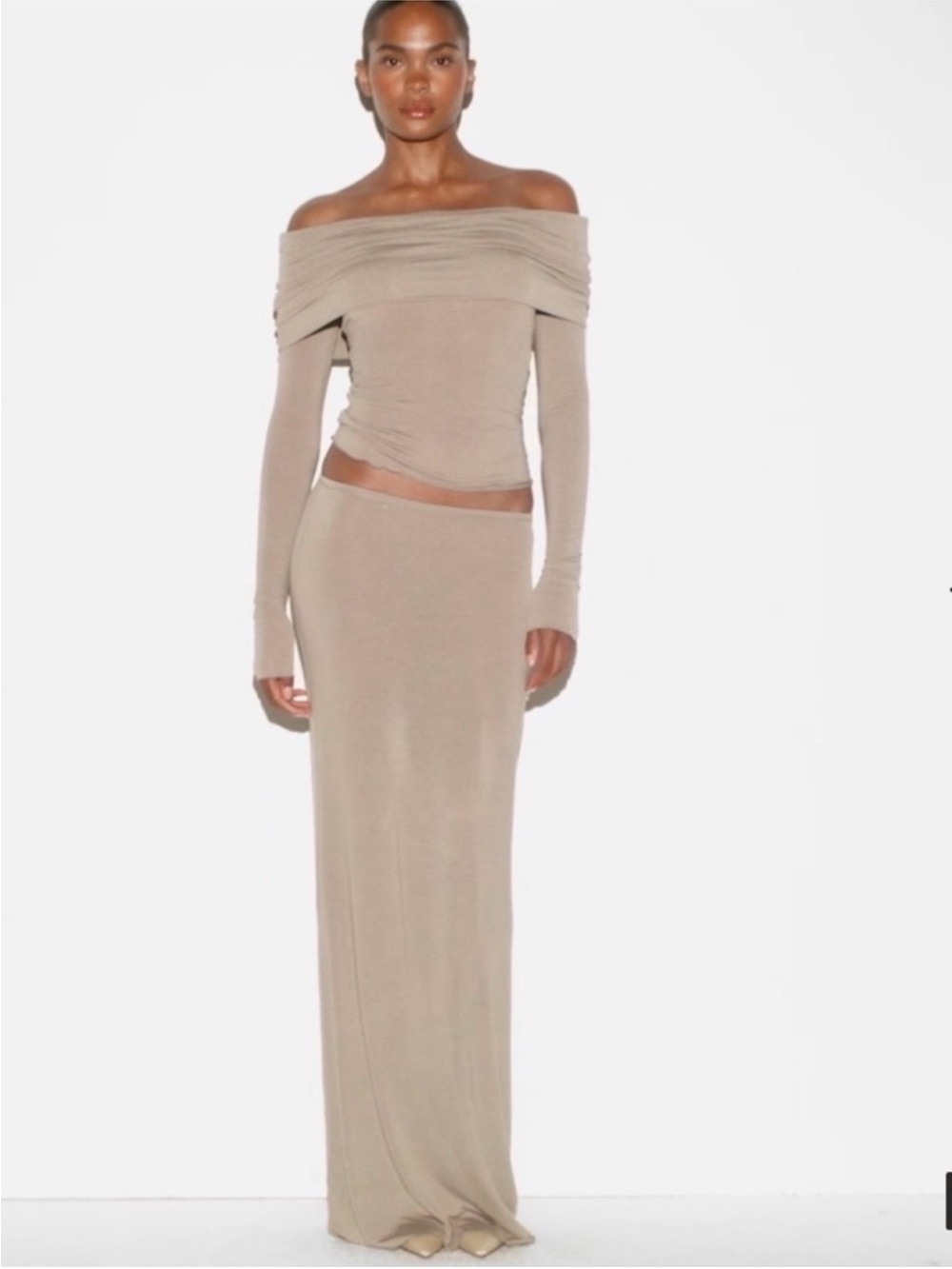 SKIMS NWT Sheer Modal Long Skirt - Dune